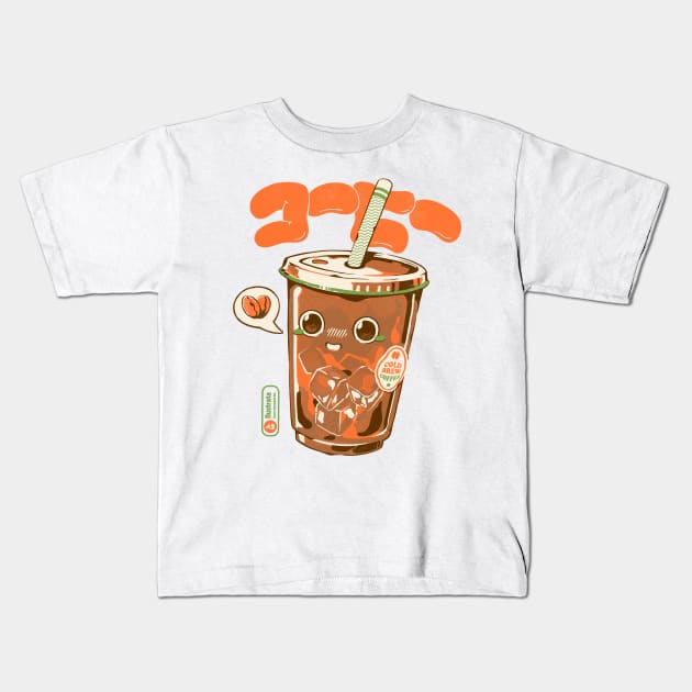 Cute Cold Brew Coffee Kids T-Shirt by Ilustrata